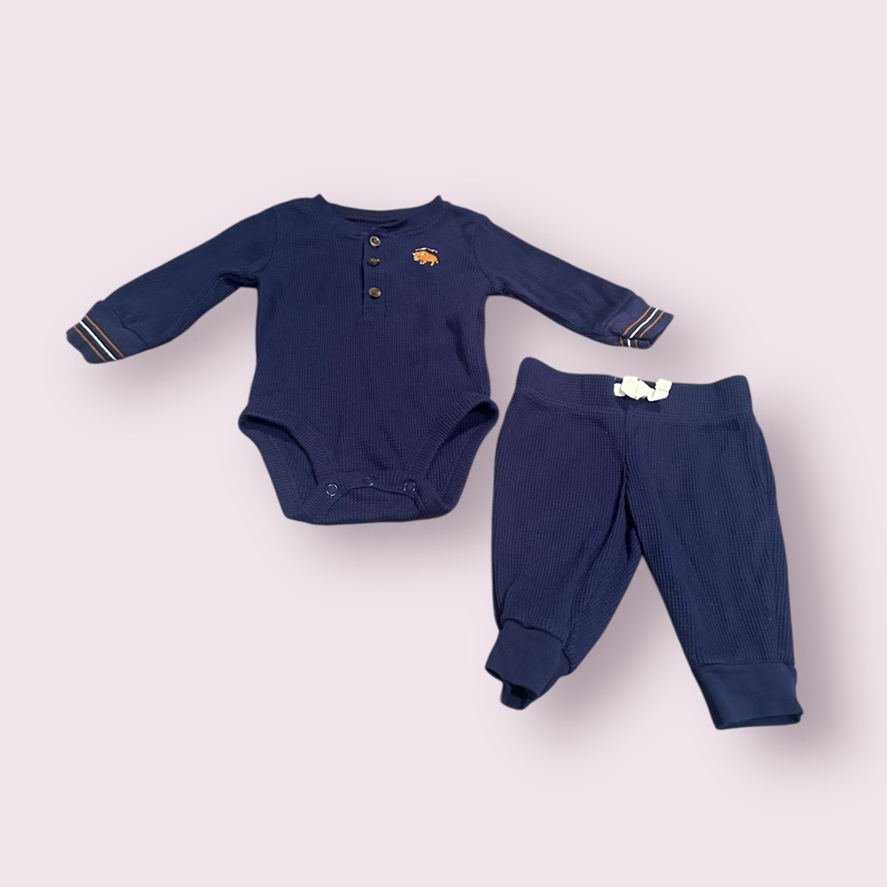 Carter's Dark Blue Baby Outfit With Buffalo Embroidery Size 3 Months